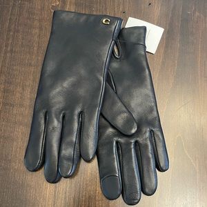 Coach leather tech gloves